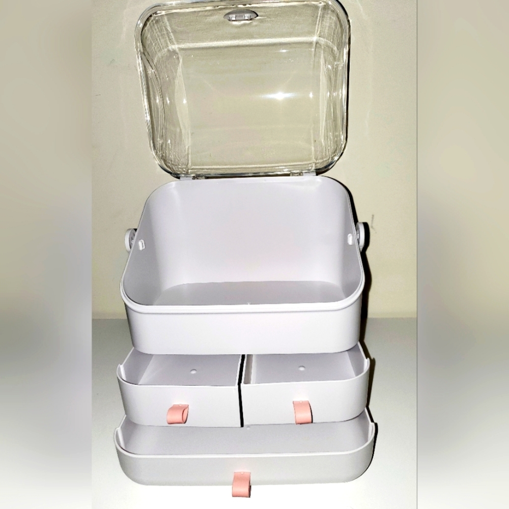 BRUUN Skincare Cosmetics Storage Bin White & Grey Storage Organizer
